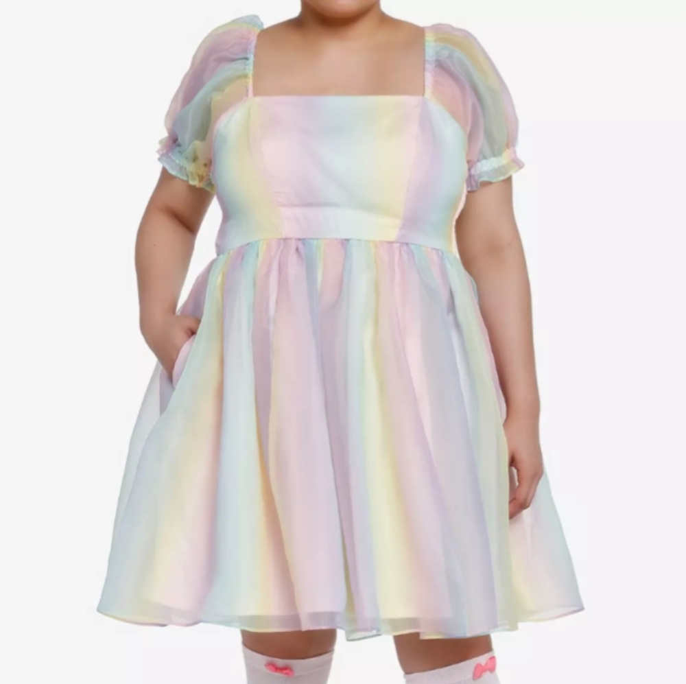Sweet Society Pastel Rainbow Puff Dress